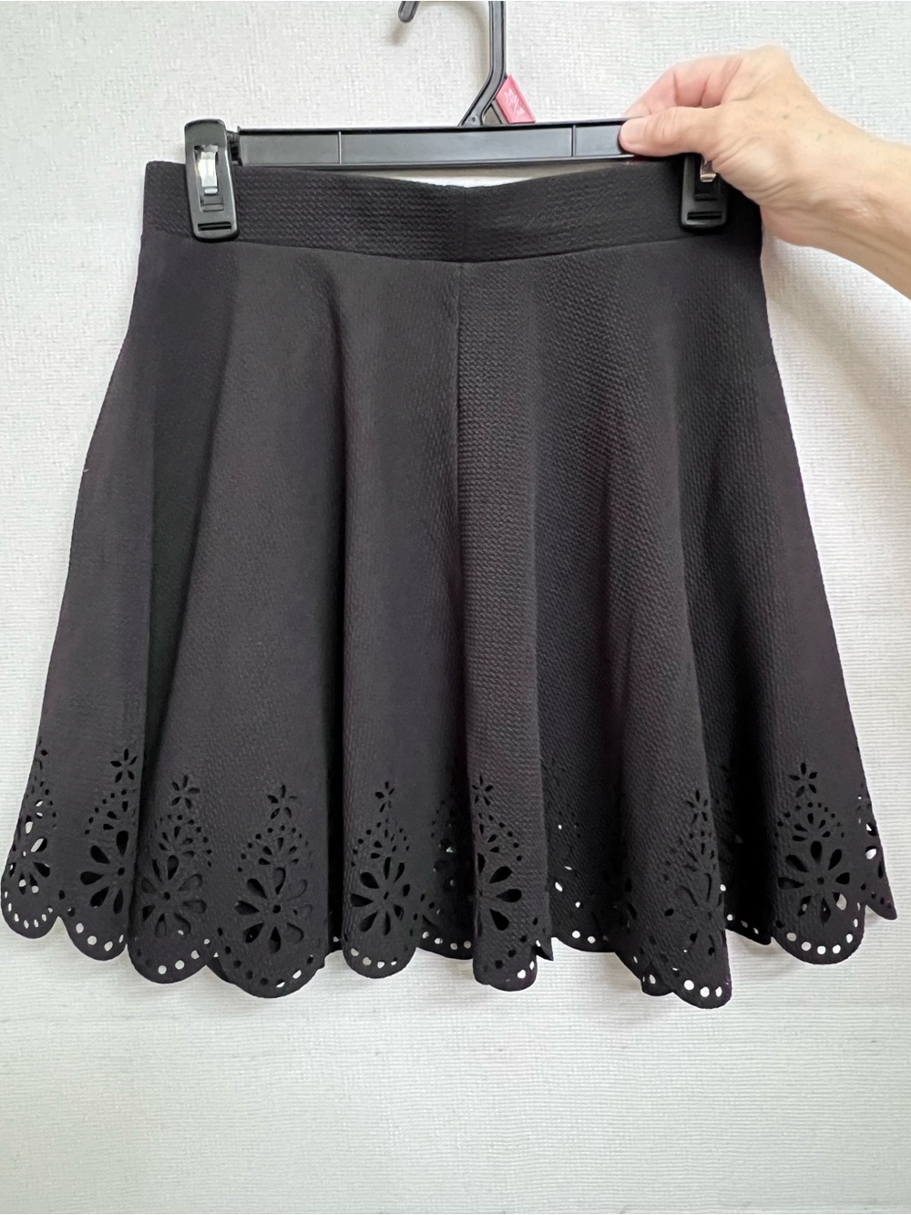 Black Laser-Cut A-Line Skirt
